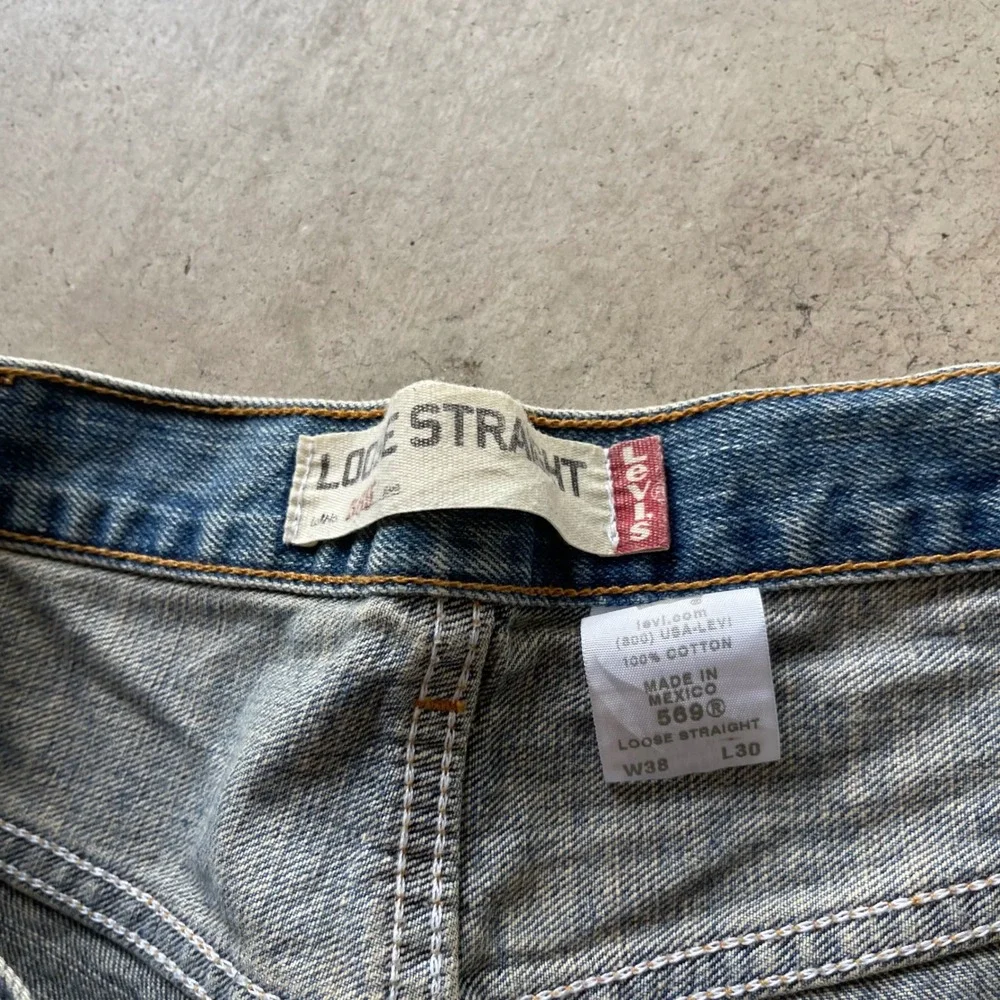 Levis 569 Loose Straight Jeans Mens 38x30 Medium Wash Blue Baggy Denim Pants